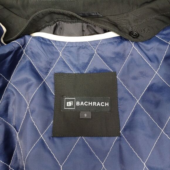 Bachrach Mens Trench Coat Black Collared - Picture 12 of 14